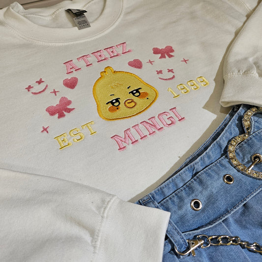 Crazy chicken embroidered crewneck