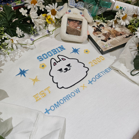 sweet puppy embroidered crewneck