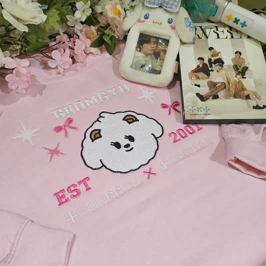 puppy bear embroidered crewneck