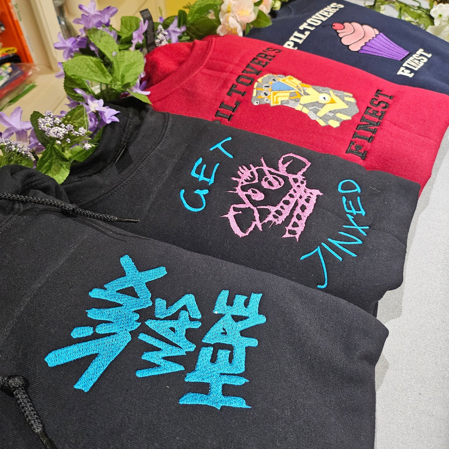 Jinx was here embroidered hoodie